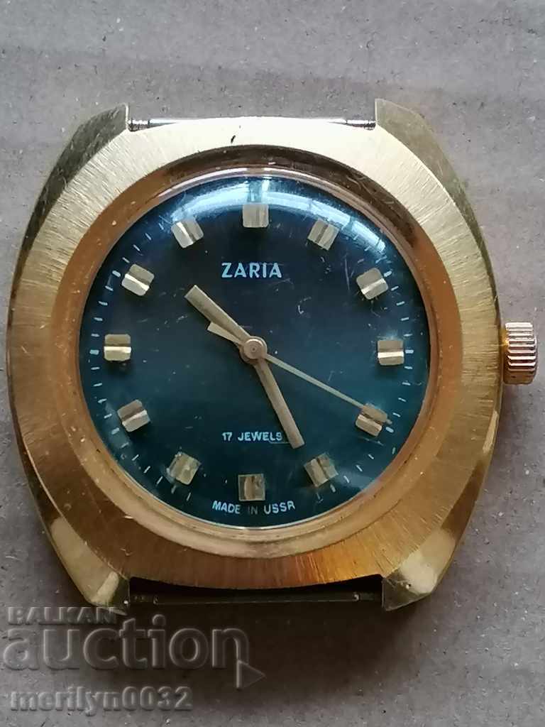 Ceas de mână Zarya cu aurire 10 mik second hand, FUNcționează