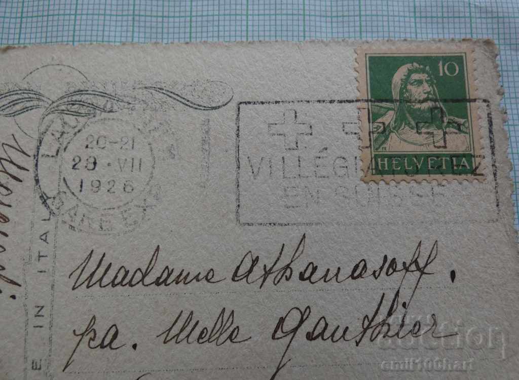 Delivery of Old card - 1926 with the Swiss brand Delivery of Old card - 1926 with the Swiss brand