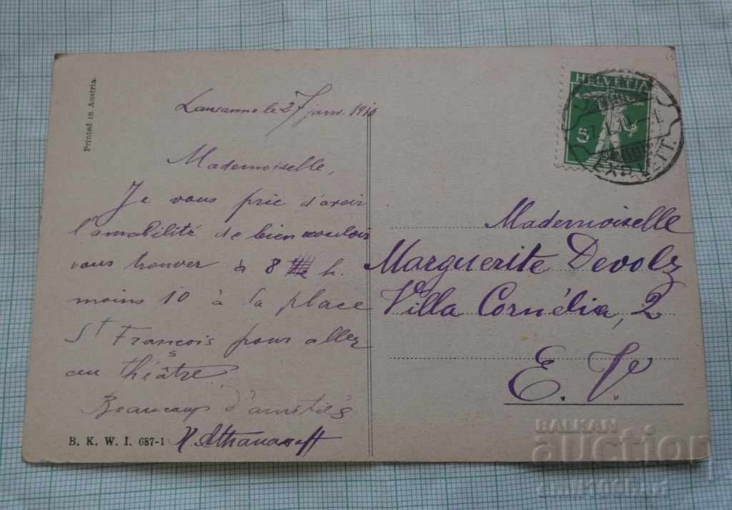 Auction Old card - 1910 with the Swiss brand Auction Old card - 1910 with the Swiss brand