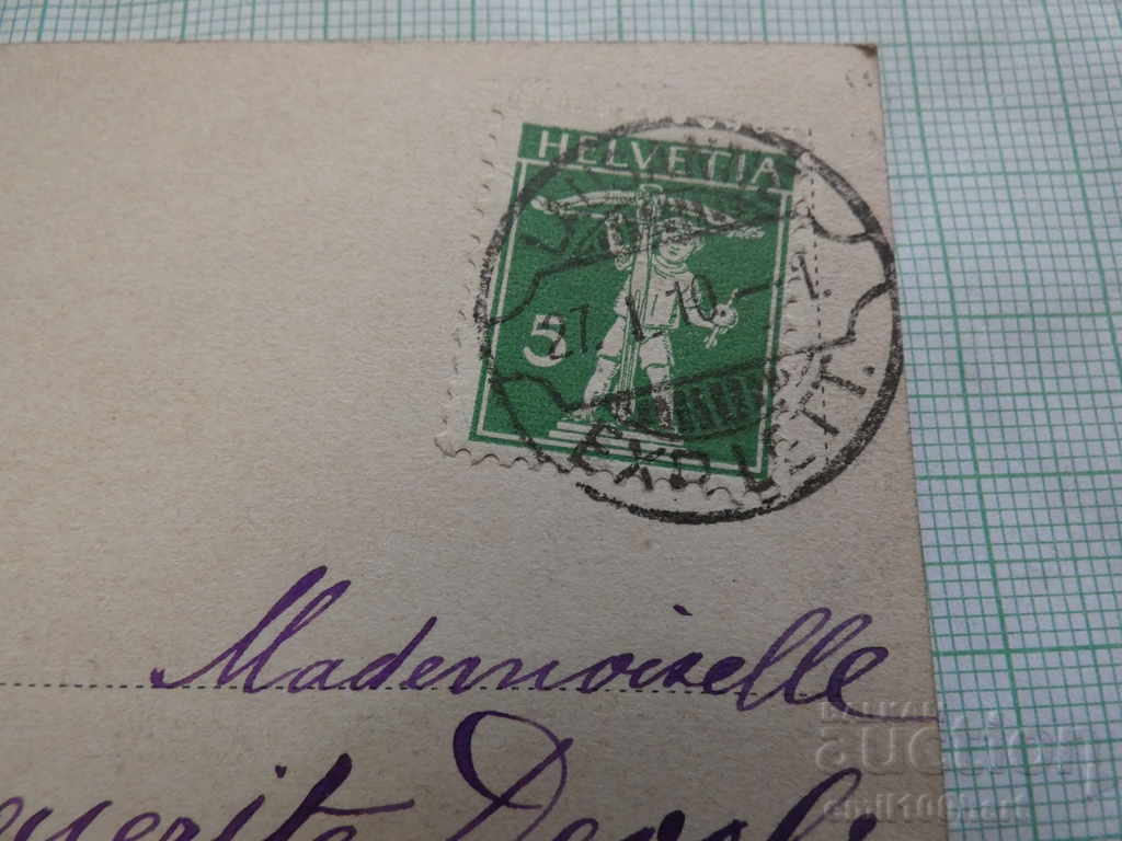 Delivery of Old card - 1910 with the Swiss brand Delivery of Old card - 1910 with the Swiss brand
