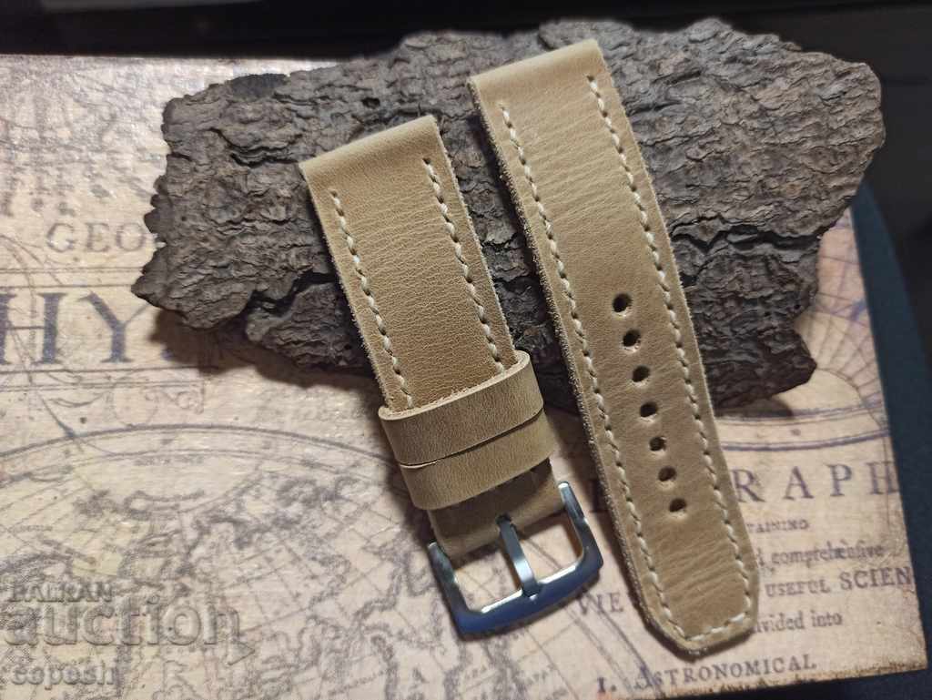 Leather watch strap 26mm Genuine leather by hand 841