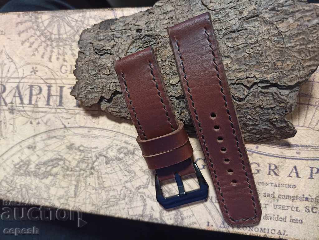 Auction Leather watch strap 24mm Genuine leather by hand 842 Auction Leather watch strap 24mm Genuine leather by hand 842
