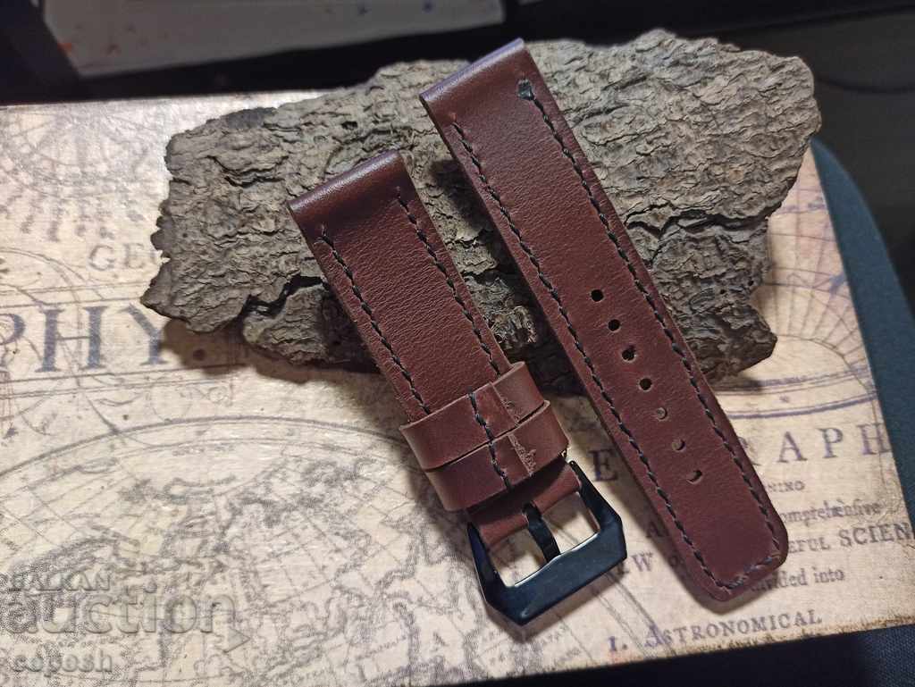 Leather watch strap 24mm Genuine leather by hand 842 - 7 Leather watch strap 24mm Genuine leather by hand 842 - 7