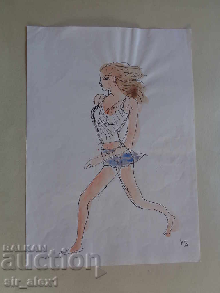 Desen cu cerneala si acuarela - Ivan Filchev 29x21 cm