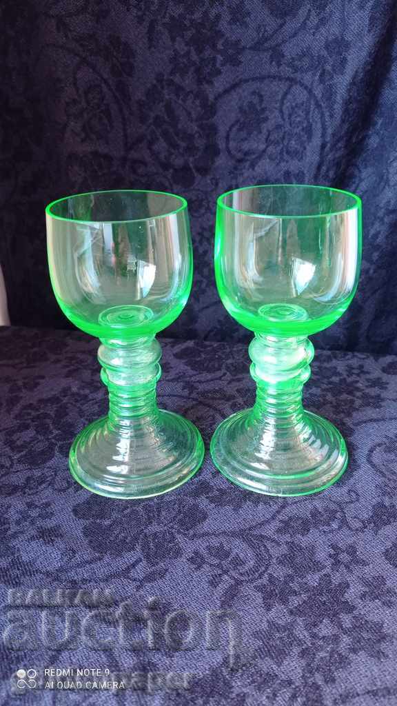 Two glasses of uranium glass