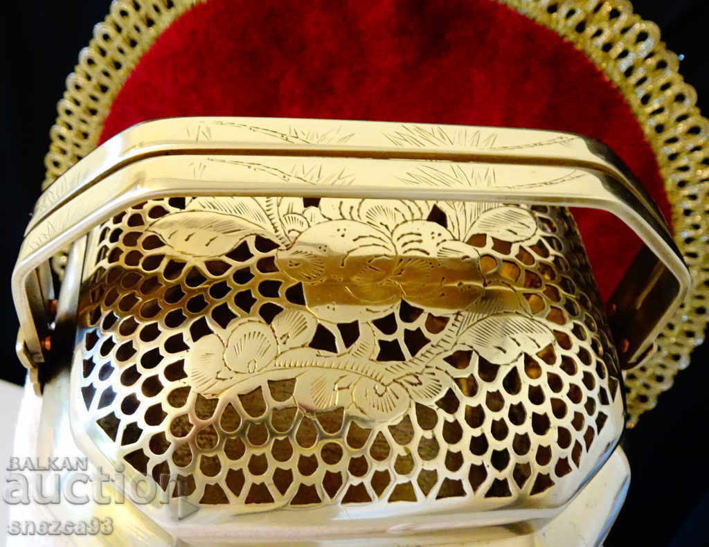 Antique bronze lamp, incense, censer, openwork, flowers. - 5 Antique bronze lamp, incense, censer, openwork, flowers. - 5