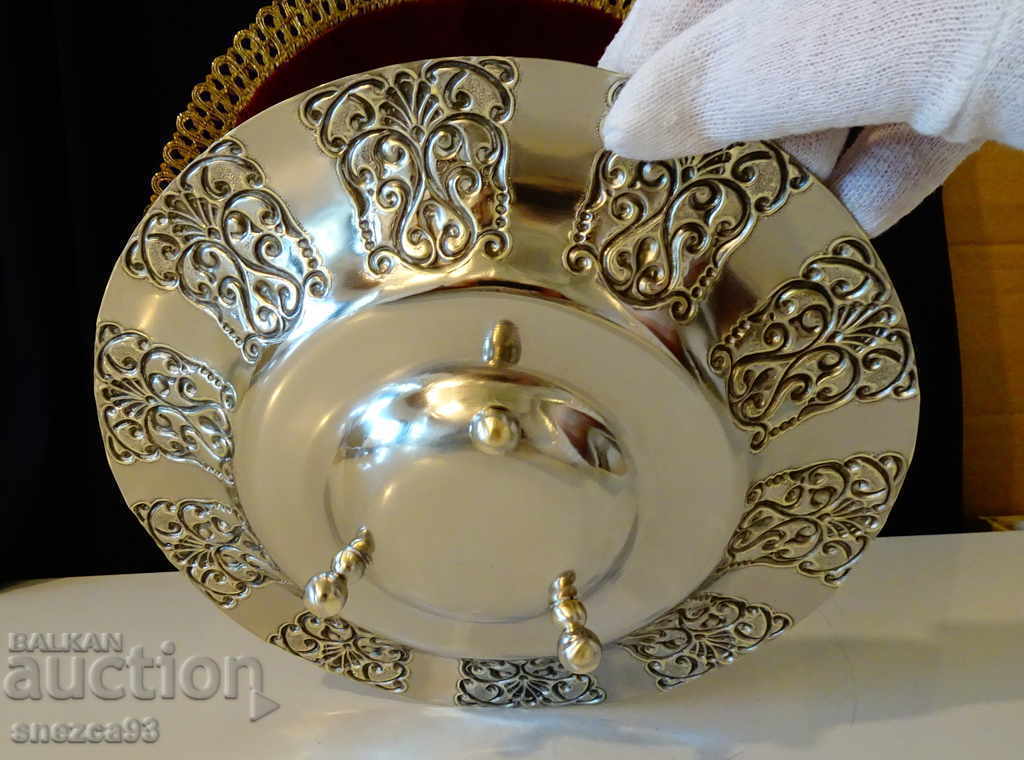 Silver-plated bronze fruit bowl, unique relief ornaments with price 49.00 BGN | € 25.05