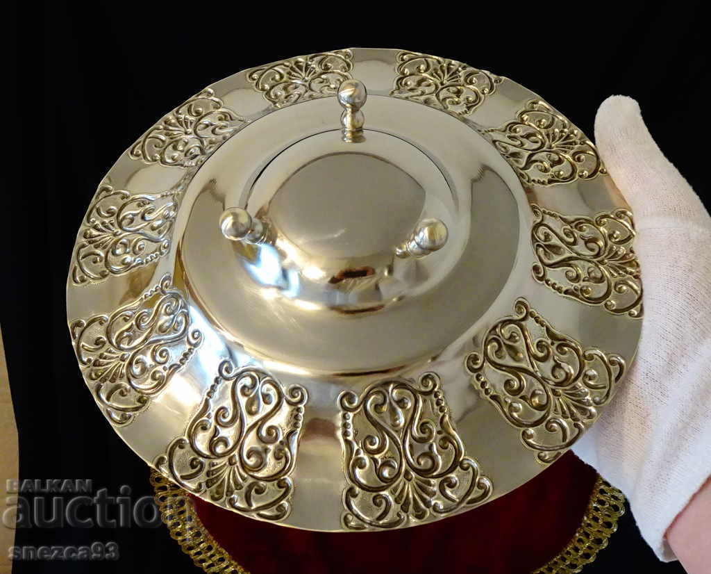 Silver-plated bronze fruit bowl, unique relief ornaments - 6