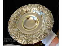 Silver-plated fruit bowl, brass, embossed ornaments.