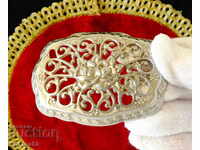 Aplicatie placata cu argint, trandafiri, ajurata.