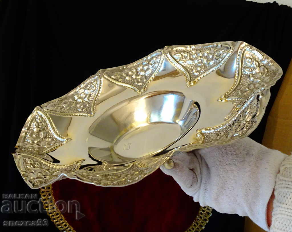 Silver-plated bronze fruit bowl, Gold 24k Deloux