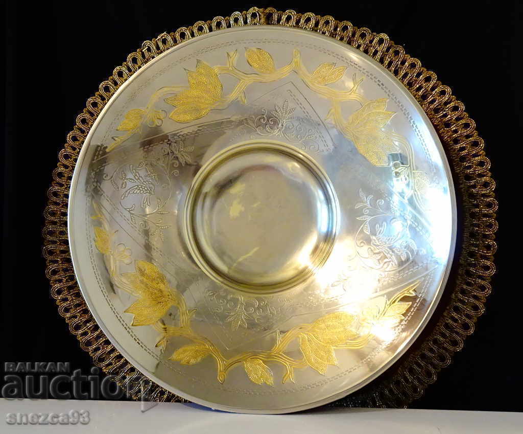 Ασημένια φρουτιέρα, σαλατιέρα, επιχρύσωση, Φοίνικας Ασημένια φρουτιέρα, σαλατιέρα, επιχρύσωση, Φοίνικας