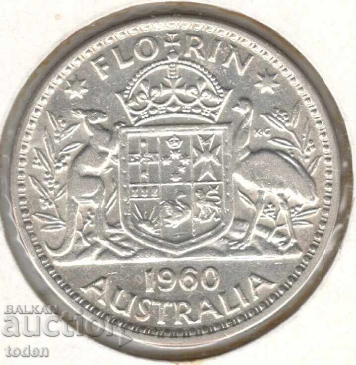 Australia-1 Florin-1960-KM# 60-Elizabeth II 1st p.-Silver