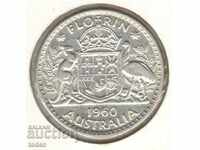 Australia-1 Florin-1960-KM # 60-Elizabeth II 1st p.-Silver