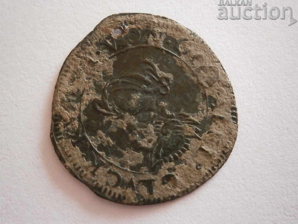 an old machine-minted European coin with a token hole with price 21.00 BGN | € 10.74 an old machine-minted European coin with a token hole with price 21.00 BGN | € 10.74