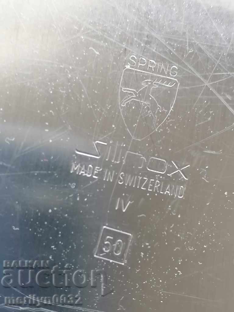Old Swiss branded tray thick silver plated tray with price 59.00 BGN | € 30.17 Old Swiss branded tray thick silver plated tray with price 59.00 BGN | € 30.17