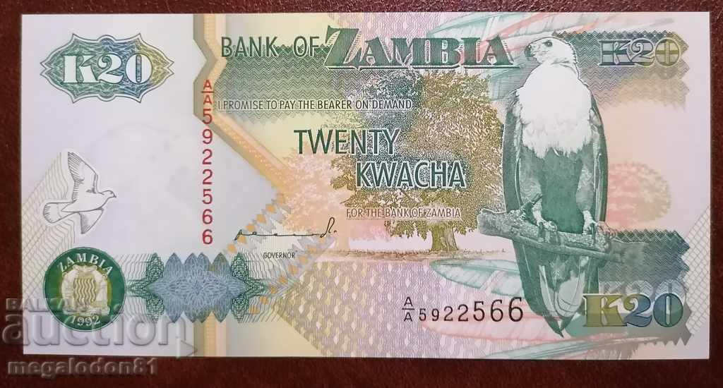 Zambia - 20 kvacha, 1992