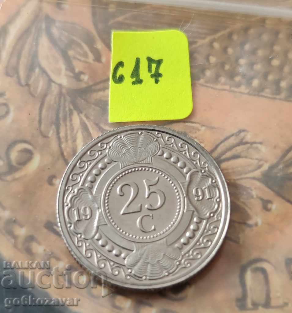 Нидерландски Антили 25 цента 1991г