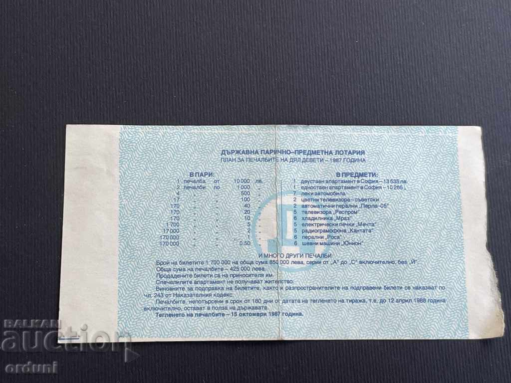 Λαχείο 2001 Βουλγαρία 50 στ. 1987 9 Τίτλος Λαχείου με τιμή 5.00 BGN | € 2.56 Λαχείο 2001 Βουλγαρία 50 στ. 1987 9 Τίτλος Λαχείου με τιμή 5.00 BGN | € 2.56