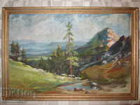 Large painting, oil, cardboard, signature, 66x45 cm.