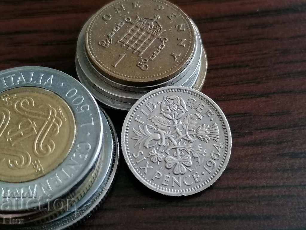 Monedă - Marea Britanie - 6 pence 1964