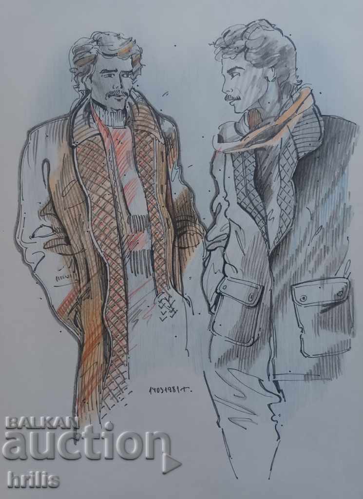 Auction FASHION DRAWING - BG AUTHOR, SIGNED Auction FASHION DRAWING - BG AUTHOR, SIGNED