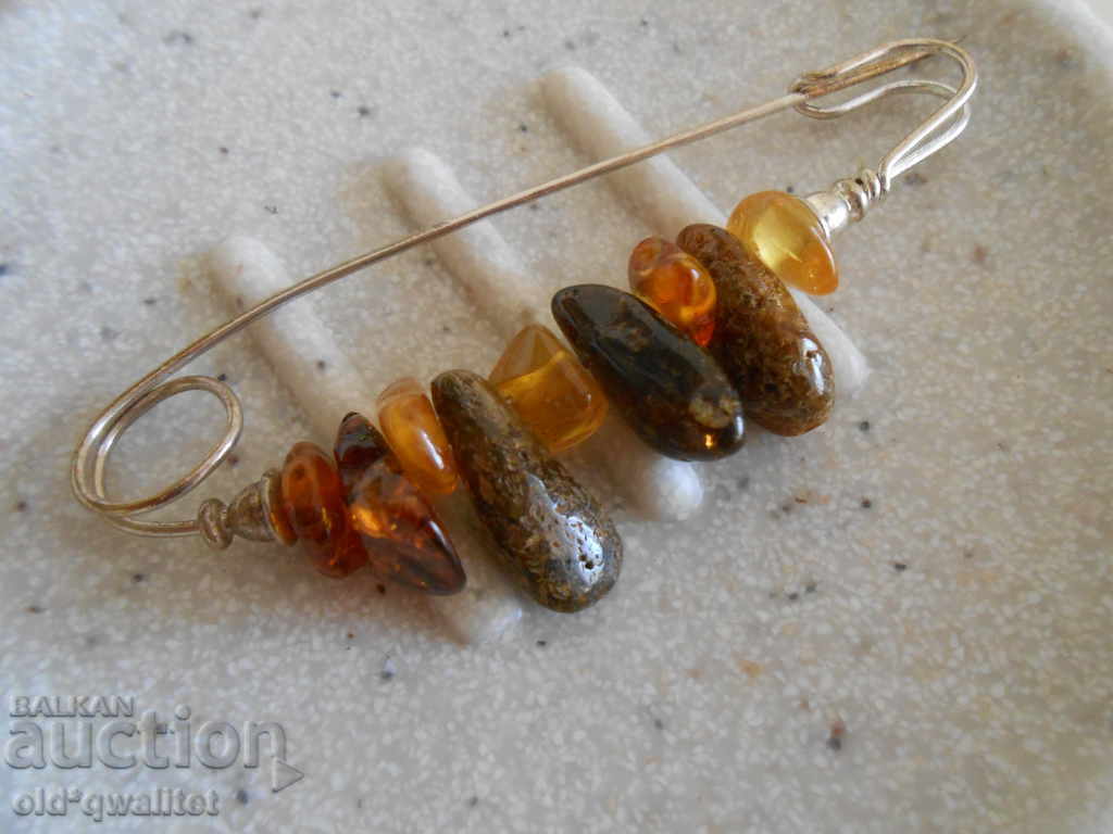BROOCH: natural stones - Amber, large, very beautiful - 5 BROOCH: natural stones - Amber, large, very beautiful - 5