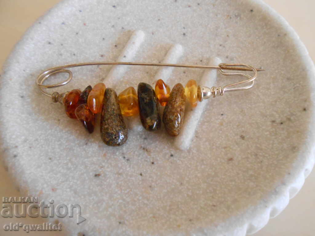 BROOCH: natural stones - Amber, large, very beautiful - 7 BROOCH: natural stones - Amber, large, very beautiful - 7