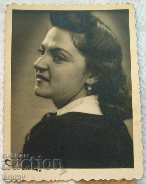Μικρό παλιό φωτογραφικό πορτρέτο γυναίκας 1942 Σόφια