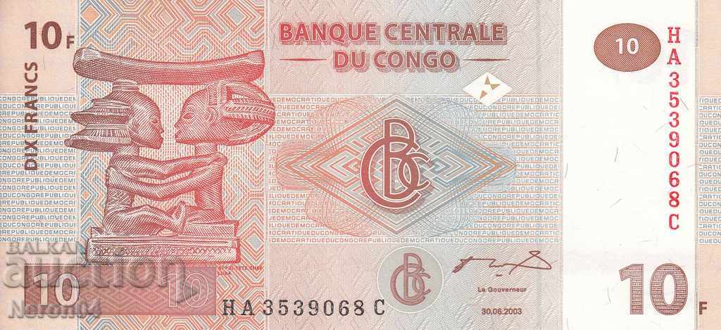 10 франка 2003, Демократична република Конго