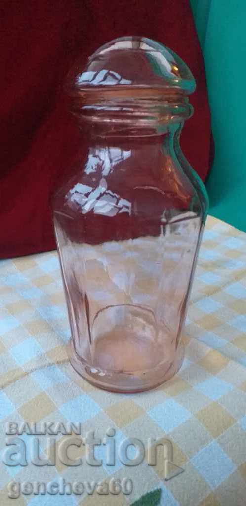 Antique rose glass jar with price 50.00 BGN | € 25.56 Antique rose glass jar with price 50.00 BGN | € 25.56
