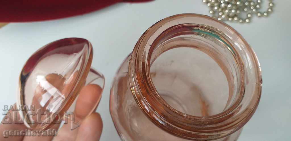 Antique rose glass jar - 5 Antique rose glass jar - 5
