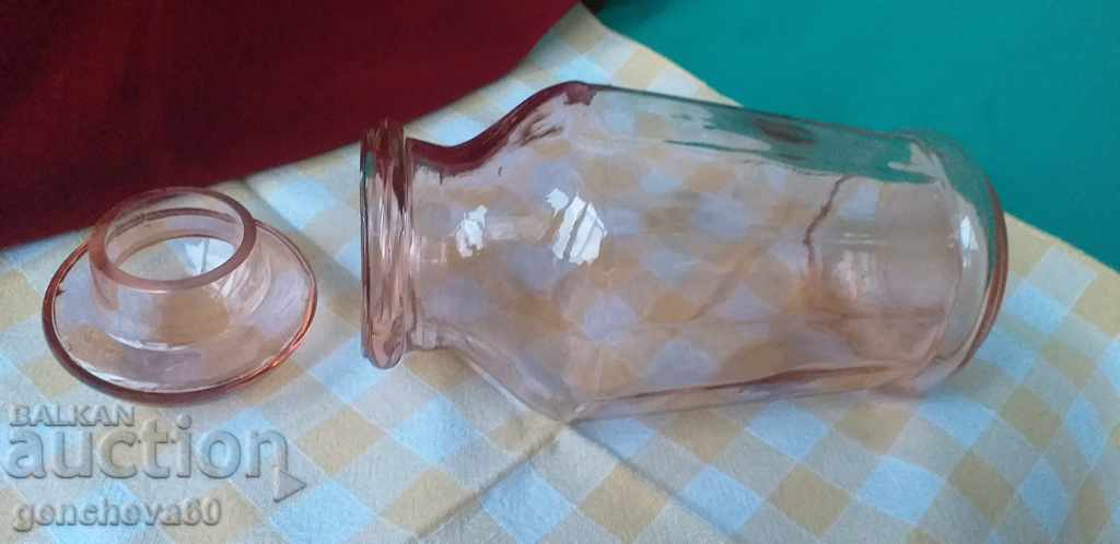 Antique rose glass jar