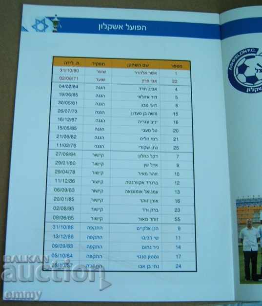 Delivery of Football program Football Union of Israel 2006/2007 Delivery of Football program Football Union of Israel 2006/2007