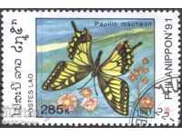 Клеймована марка Фауна Пеперуда 1991 от Лаос