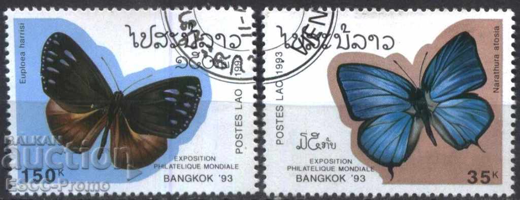 Branded stamps Fauna Butterflies 1993 from Laos