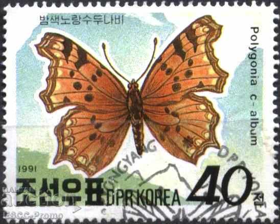 Marca de marcă Butterfly Fauna 1991 din Coreea de Nord RPDC