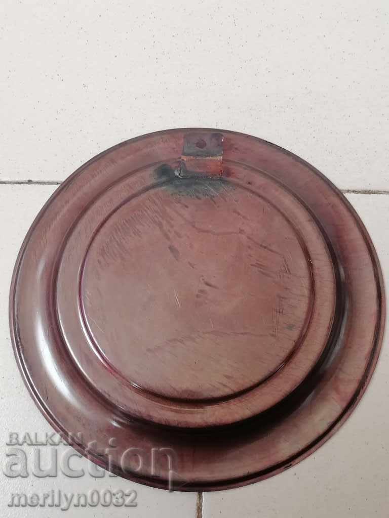 Auction Prize advertising plate from the social period copper copper Auction Prize advertising plate from the social period copper copper