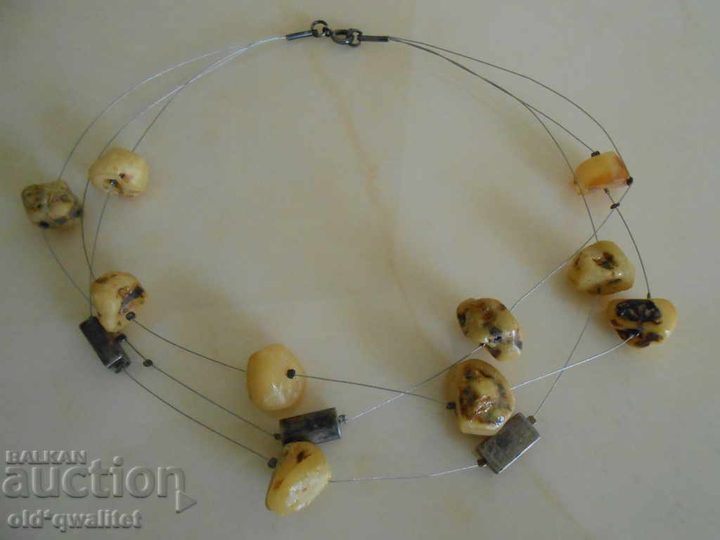 Old designer silver NECKLACE with natural AMBER with price 197.00 BGN | € 100.72
