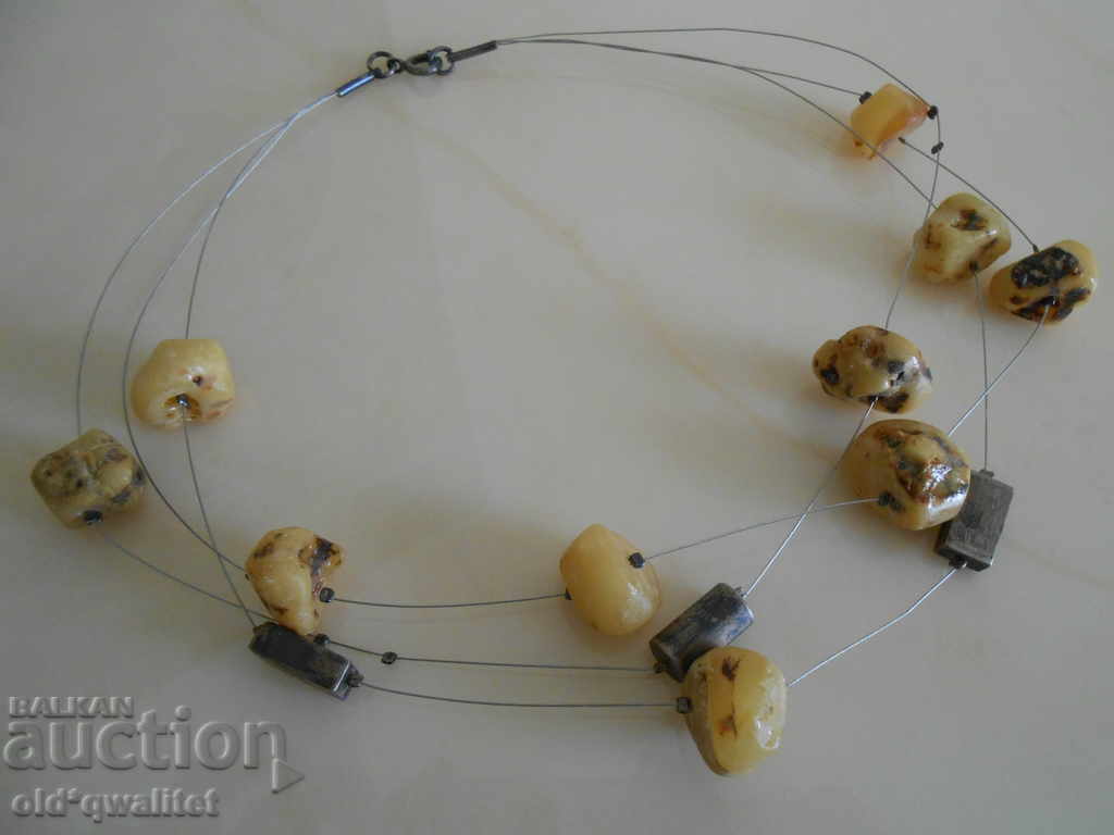 Delivery of Old designer silver NECKLACE with natural AMBER