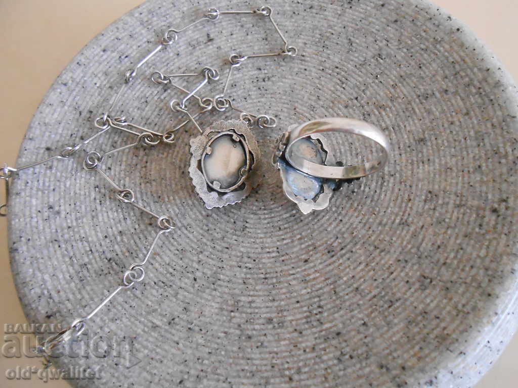 Magnificent MEDALLION with RING, Silver with Rhodochrosite - 5 Magnificent MEDALLION with RING, Silver with Rhodochrosite - 5