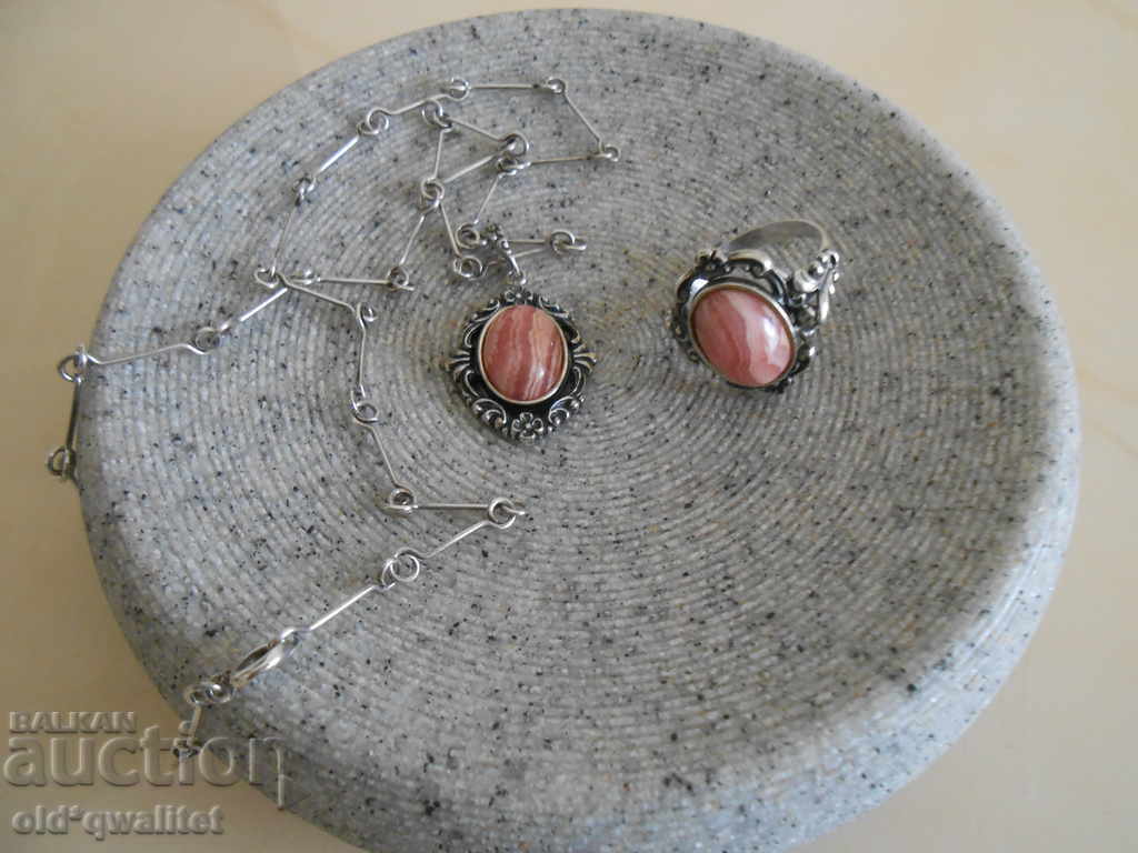 Magnificent MEDALLION with RING, Silver with Rhodochrosite Magnificent MEDALLION with RING, Silver with Rhodochrosite