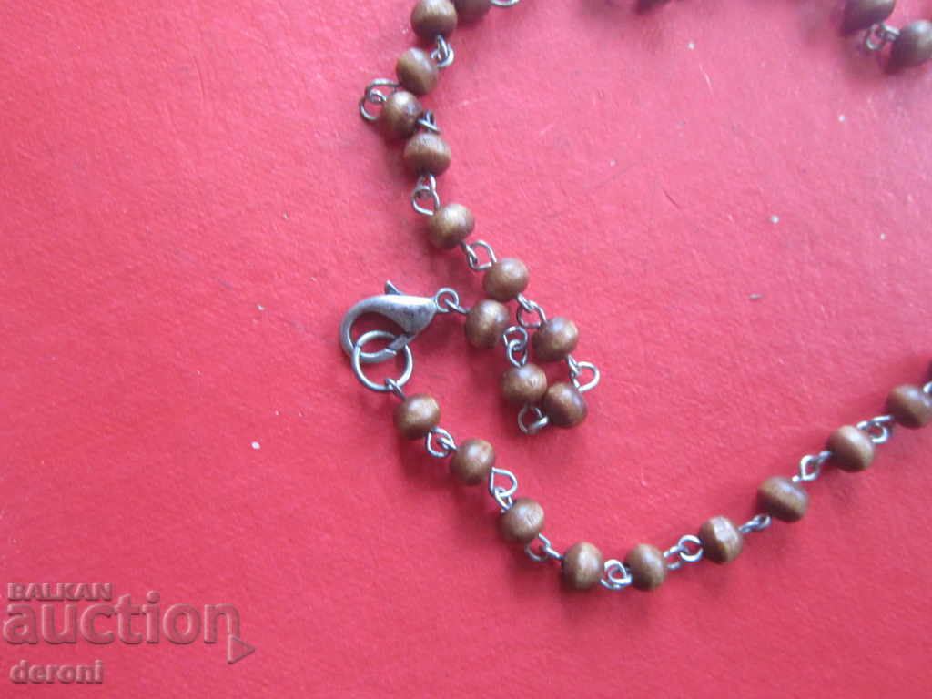 Δημοπρασία Υπέροχο ξύλινο κολιέ ροζάριο με σταυρό και τιρκουάζ Δημοπρασία Υπέροχο ξύλινο κολιέ ροζάριο με σταυρό και τιρκουάζ