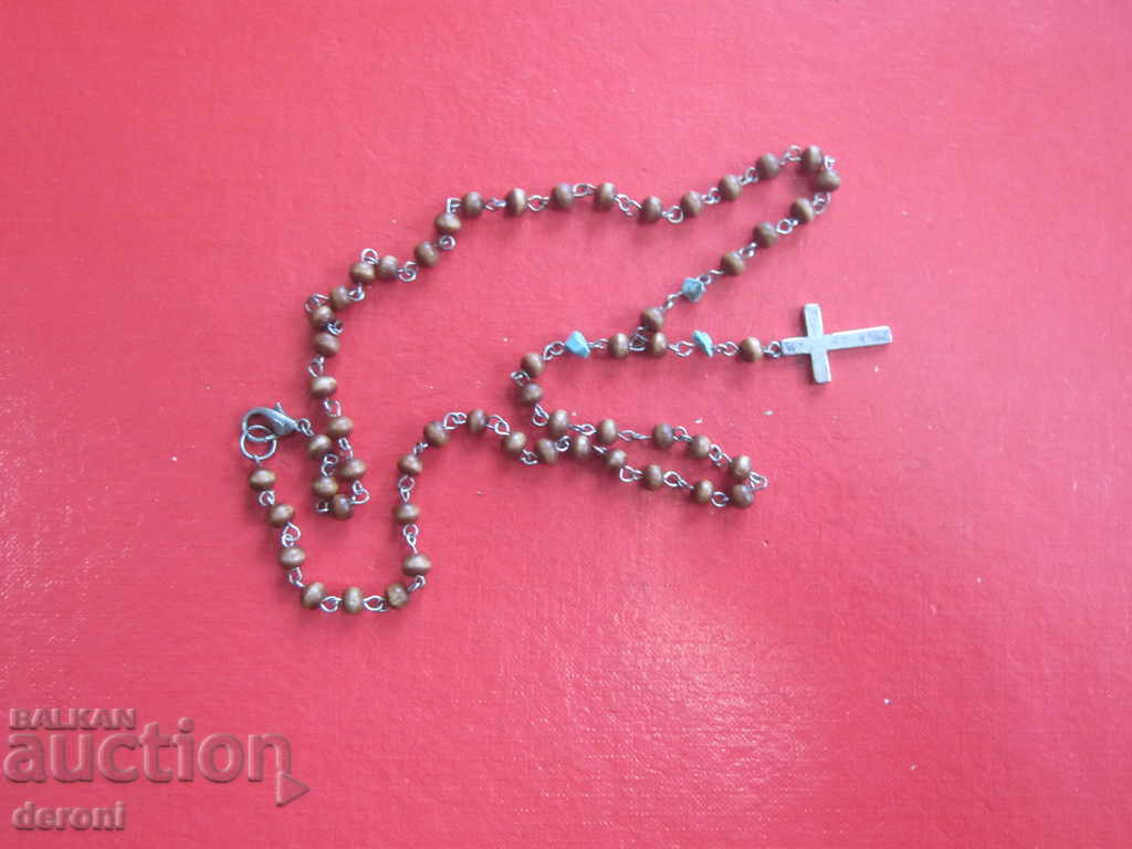 Υπέροχο ξύλινο κολιέ ροζάριο με σταυρό και τιρκουάζ - 6 Υπέροχο ξύλινο κολιέ ροζάριο με σταυρό και τιρκουάζ - 6