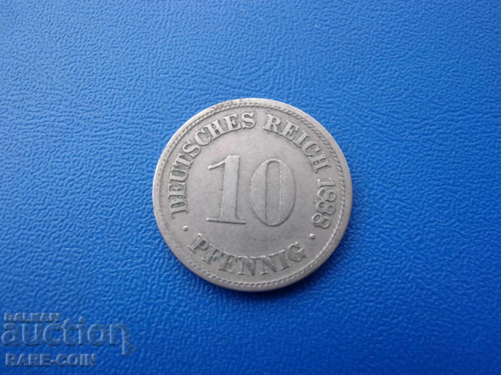XII (44) Germania - Reich 10 Pfennig 1888 D Rar