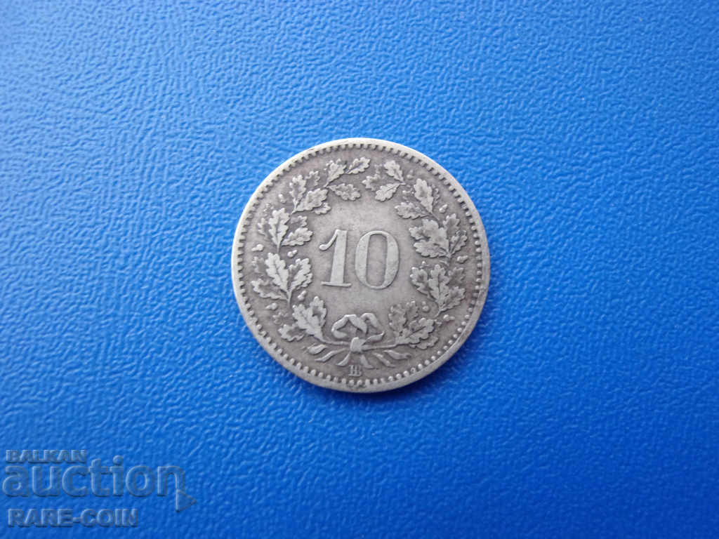 XII (52) Elveția 10 Rapen 1850 Argint Rare