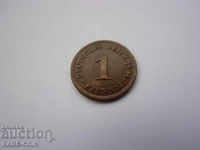 XII (64) Γερμανία Ράιχ 1 Pfennig 1898 D Rare