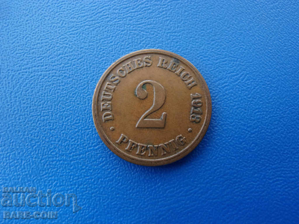 XII (120) Γερμανία Ράιχ 2 Pfennig 1913 D Rare