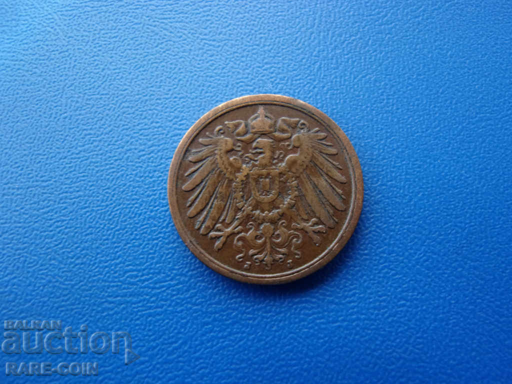 XII (129)  Германия Райх  2  Пфенигa  1907 J  Rare с цена € 3.07 | 6.00 лв.