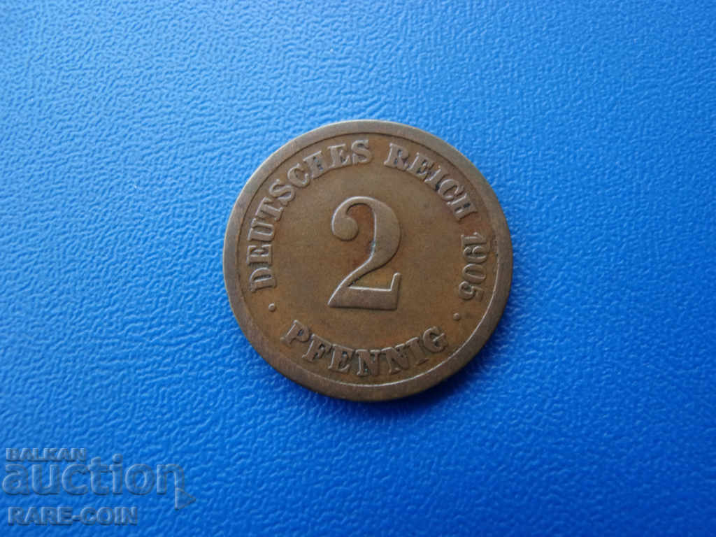 XII (131) Γερμανία Ράιχ 2 Pfennig 1905 F Σπάνια